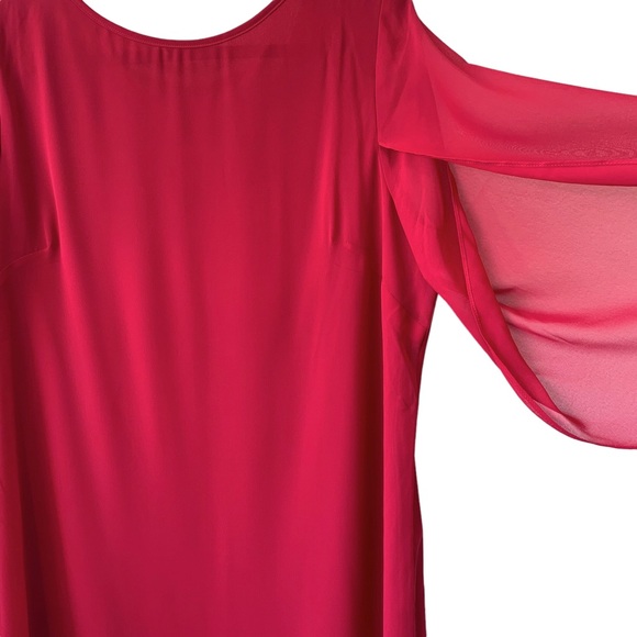 COLDWATER CREEK BURGUNDY SHIFT CHIFFON DRESS - Picture 10 of 11